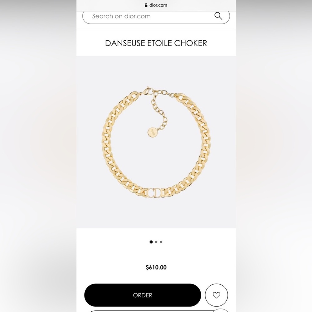Dior Gold Chain Necklace with CD Emblem